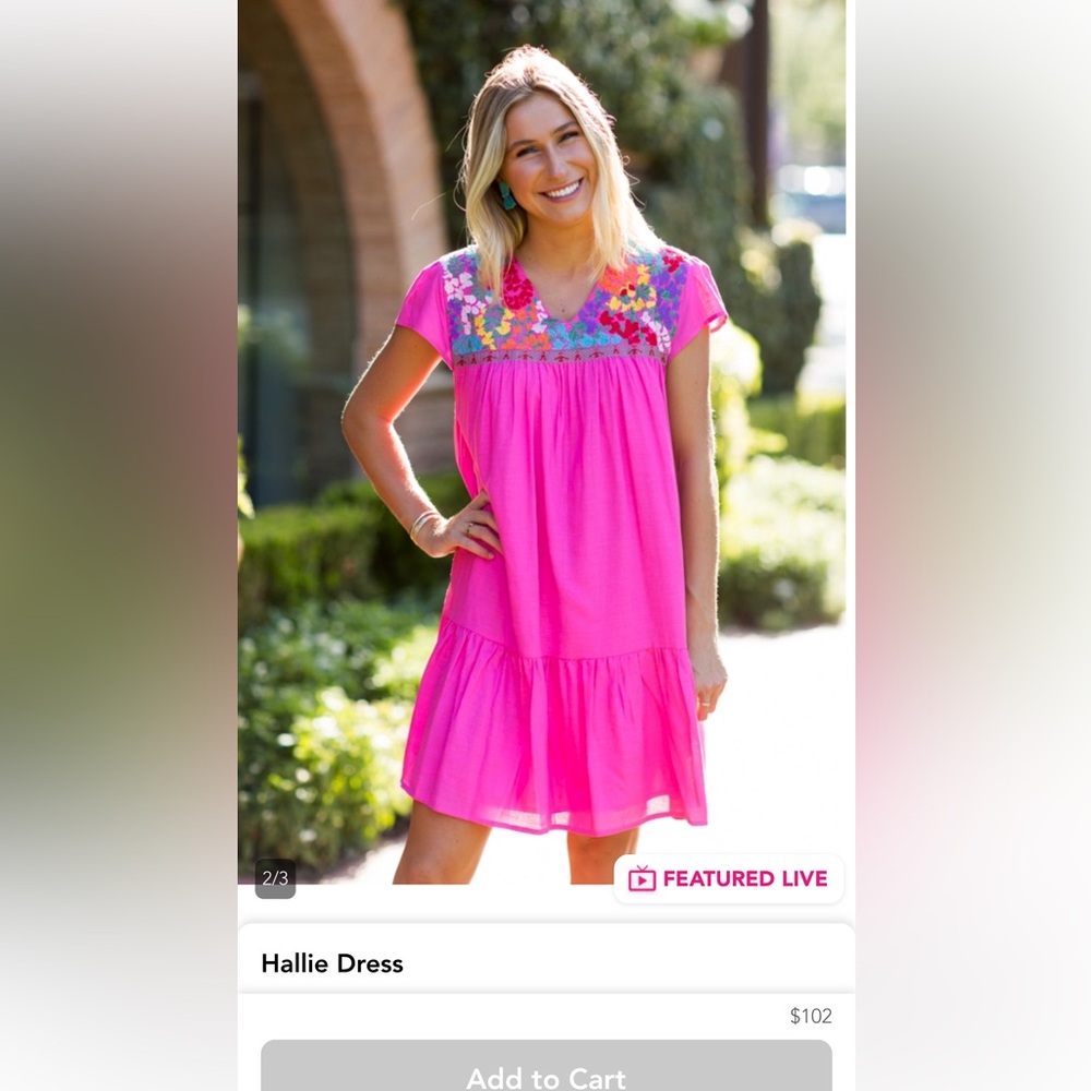 J. Marie Pink Embroidered Dress
